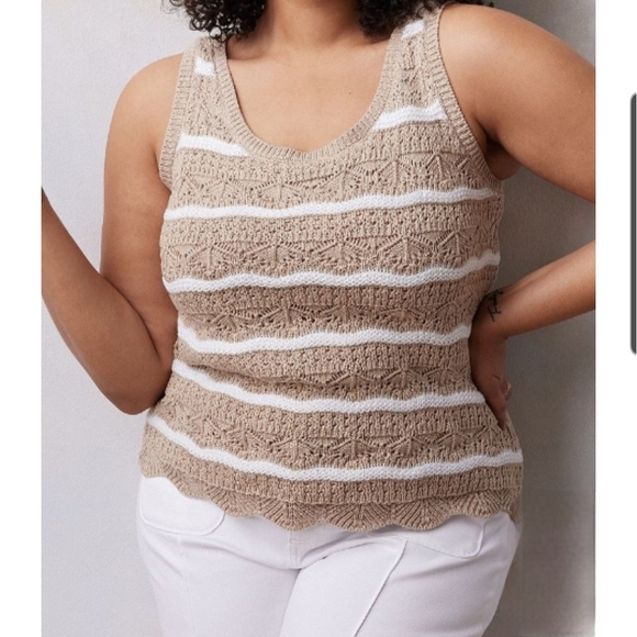 LC Lauren Conrad Beige and White Knit Tank Top - Picture 3 of 7